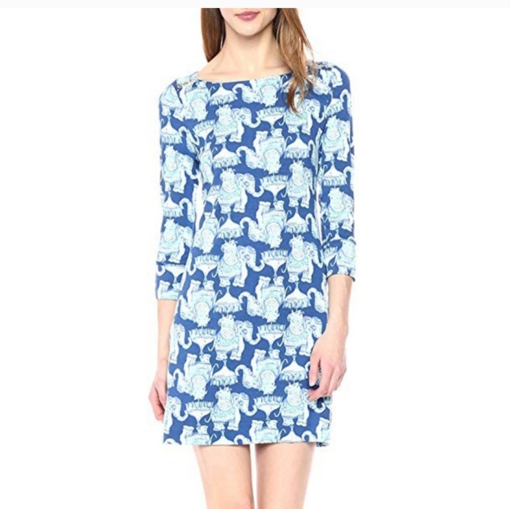Lilly Pulitzer Blue and White Elephant Dress for Office & Gameday